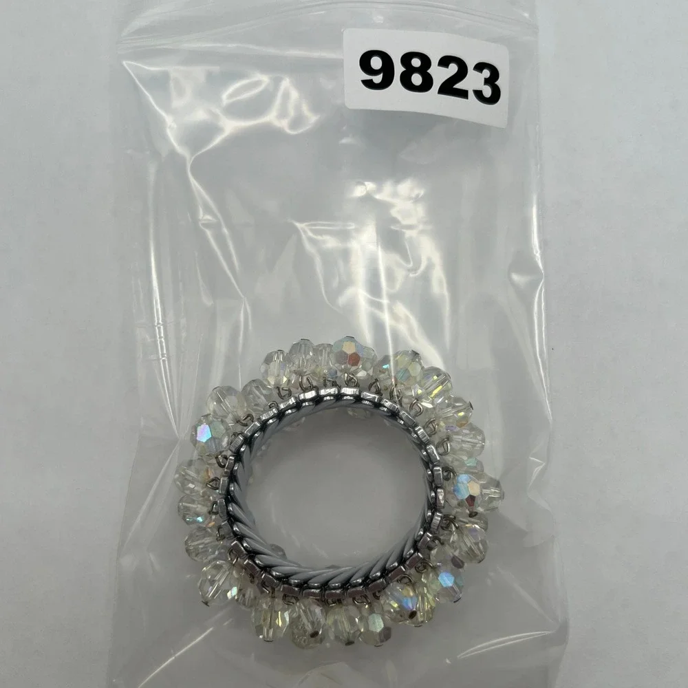 Vintage Aurora Borealis Cha‎ Cha Expansion Stretch Bracelet Crystal AB Japan MCM